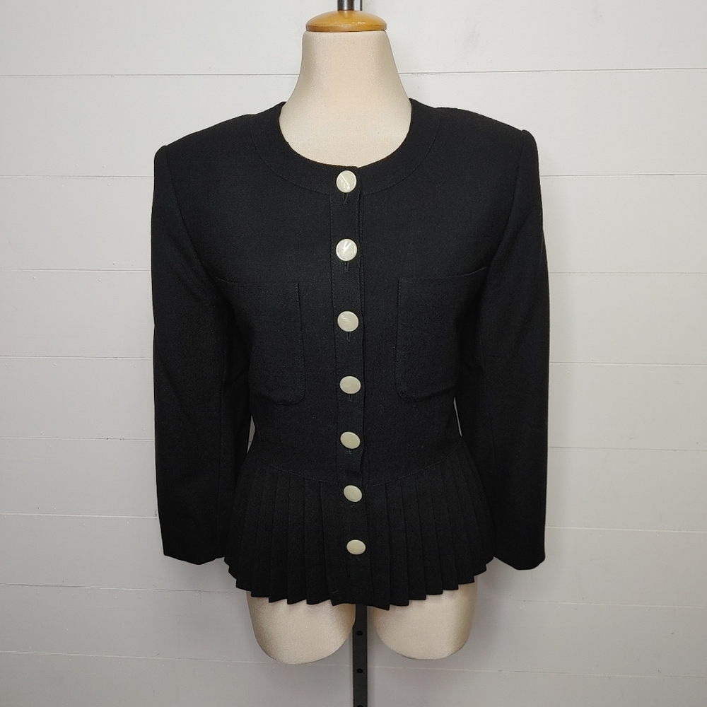 Vintage Miss V Valentino Pleated Hem Jacket Size 12 - Picture 2 of 15